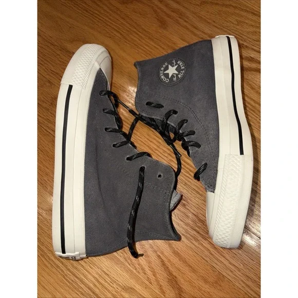 Converse Chuck Taylor All Star Hi Suede Shoes Gray Egret Mens 3 Womens 5 EUC - Picture 2 of 5